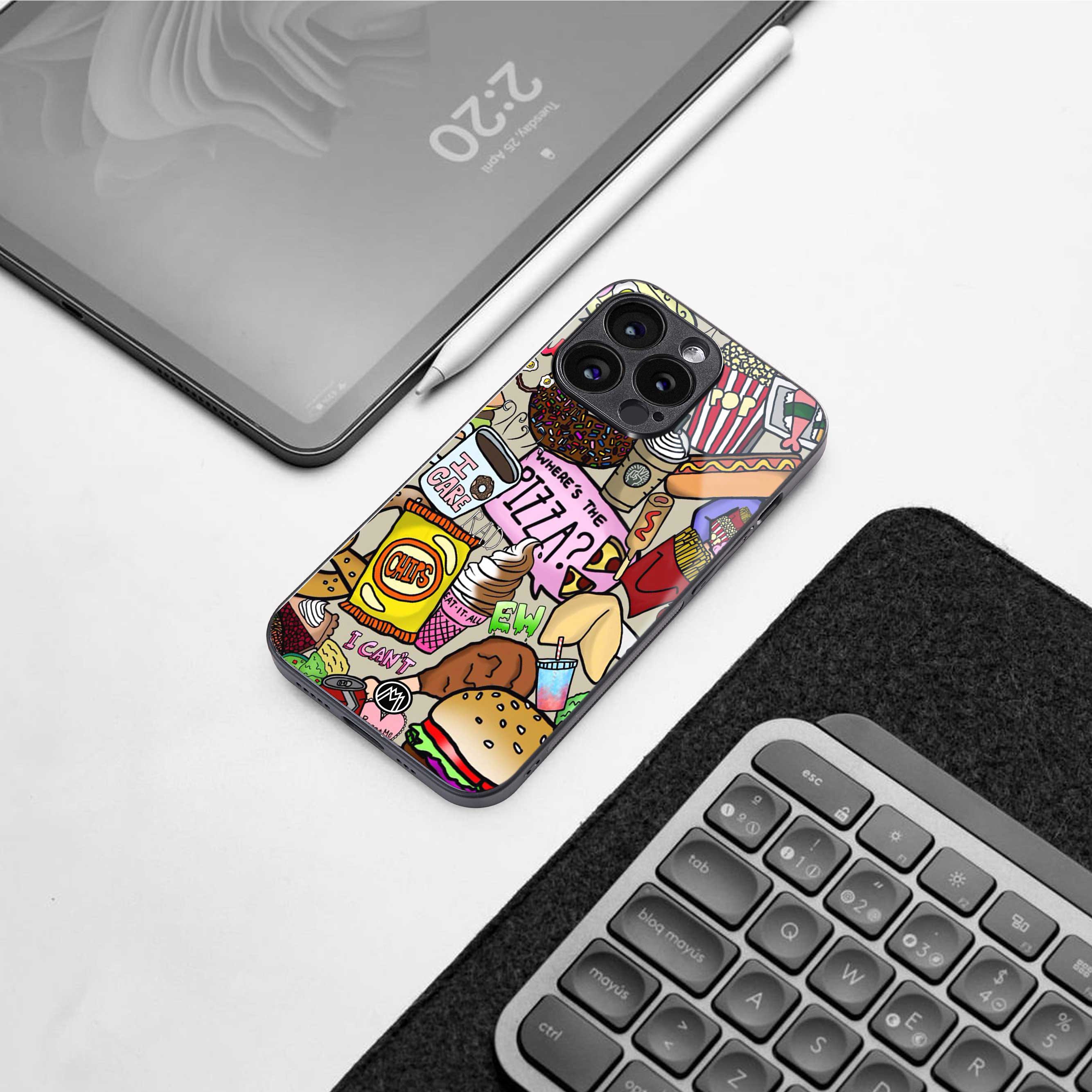 tasty food collage back phone cover | glass case for iphone 14 pro max