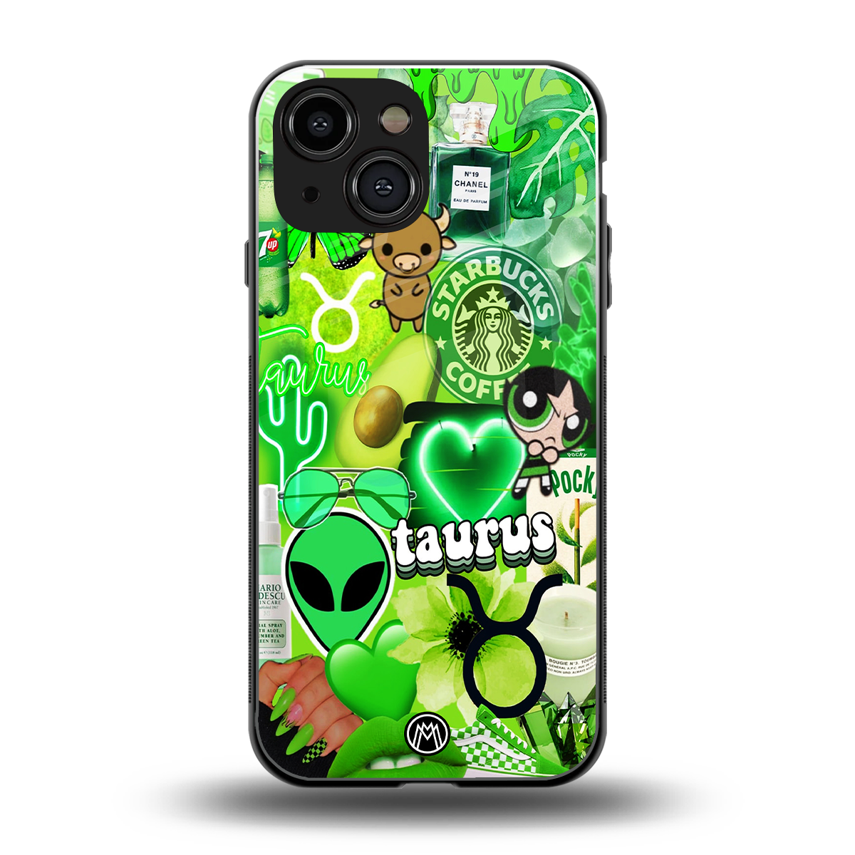 taurus aesthetic collage back phone cover | glass case for iphone 13 mini
