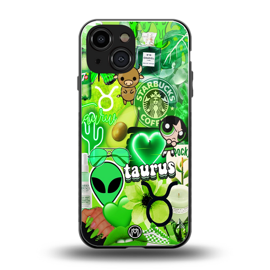 taurus aesthetic collage back phone cover | glass case for iphone 13 mini
