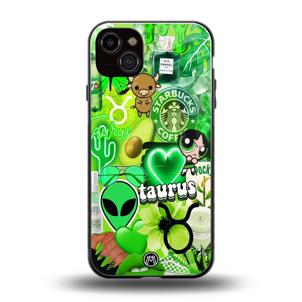 taurus aesthetic collage back phone cover | glass case for iphone 14 plus