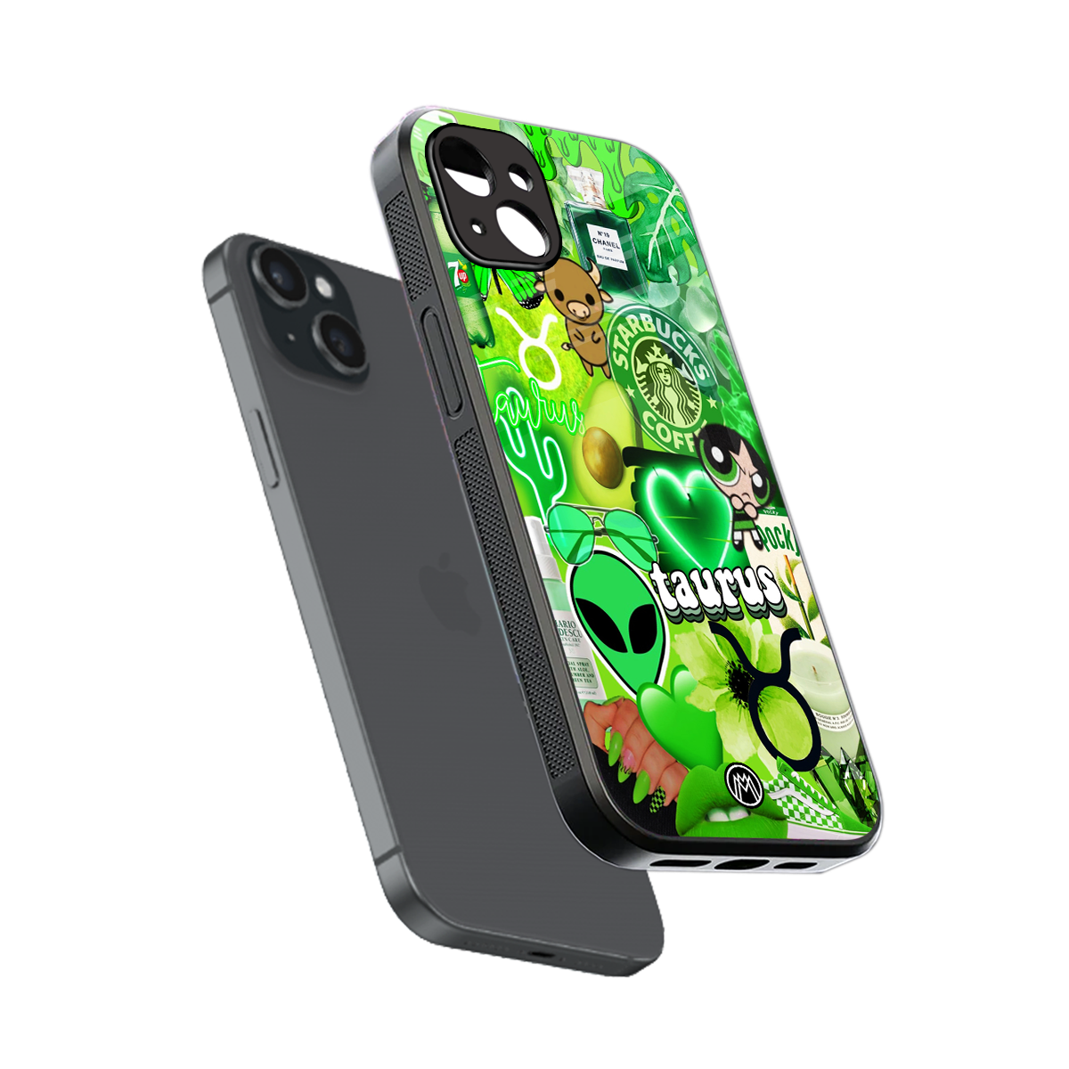 taurus aesthetic collage back phone cover | glass case for iphone 15 plus