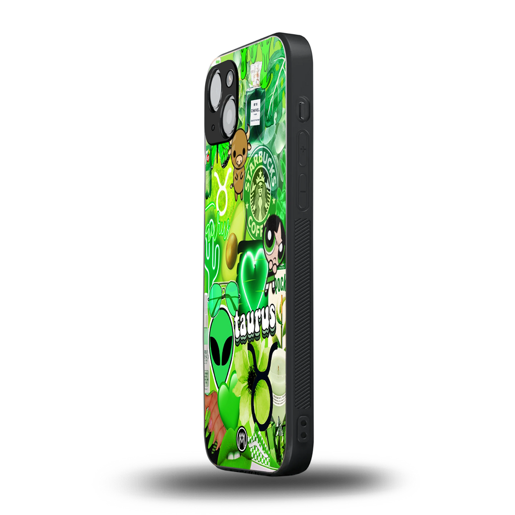 taurus aesthetic collage back phone cover | glass case for iphone 14 plus