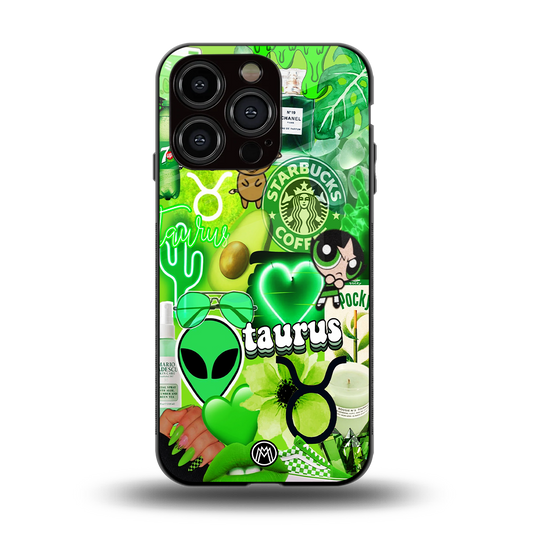 taurus aesthetic collage back phone cover | glass case for iphone 14 pro