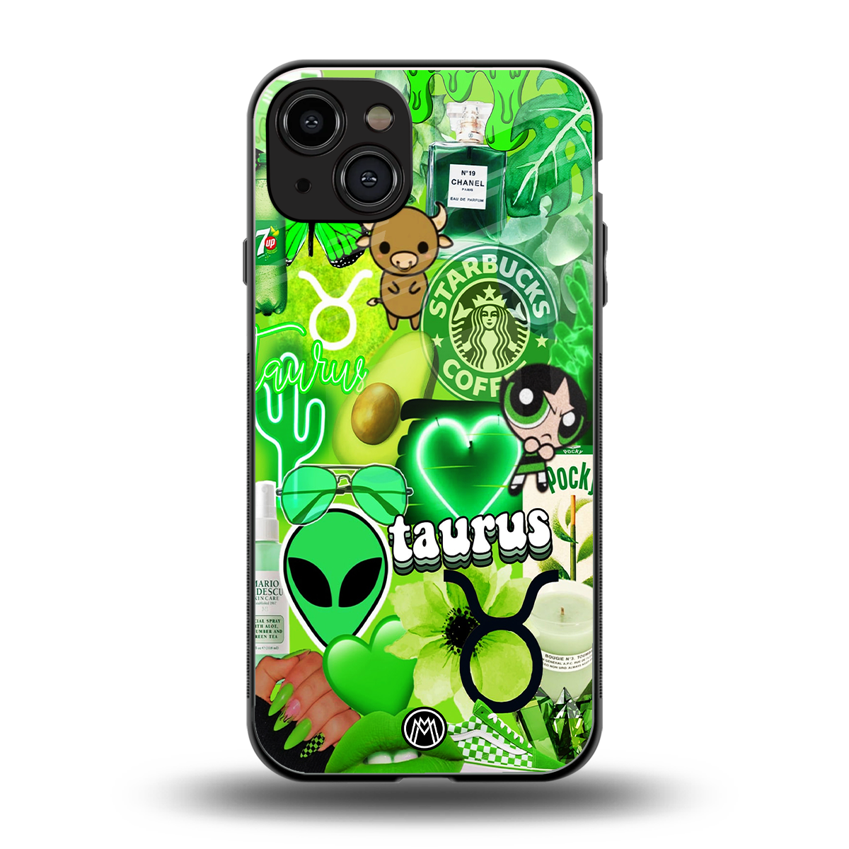 taurus aesthetic collage back phone cover | glass case for iphone 15