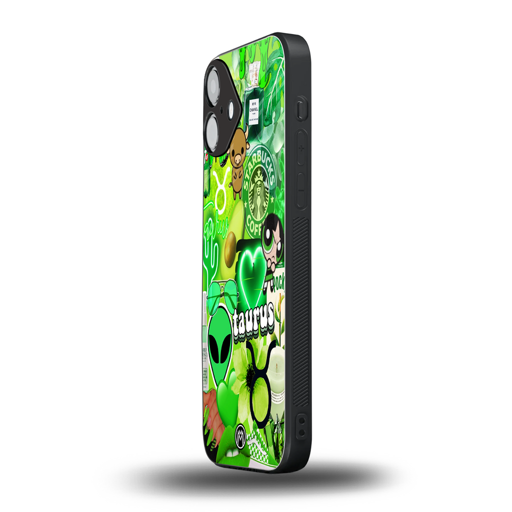 taurus aesthetic collage back phone cover | glass case for iphone 16 plus