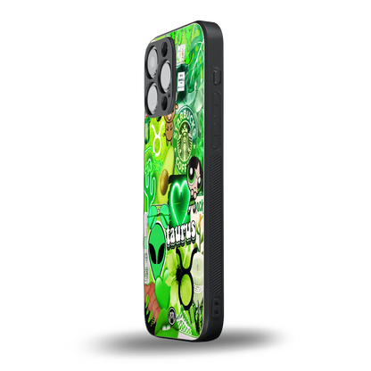 taurus aesthetic collage back phone cover | glass case for iphone 16 pro max