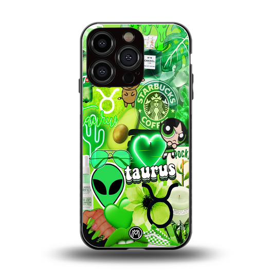 taurus aesthetic collage back phone cover | glass case for iphone 16 pro