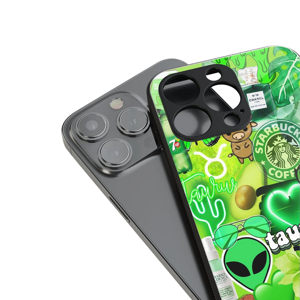 taurus aesthetic collage back phone cover | glass case for iphone 14 pro max