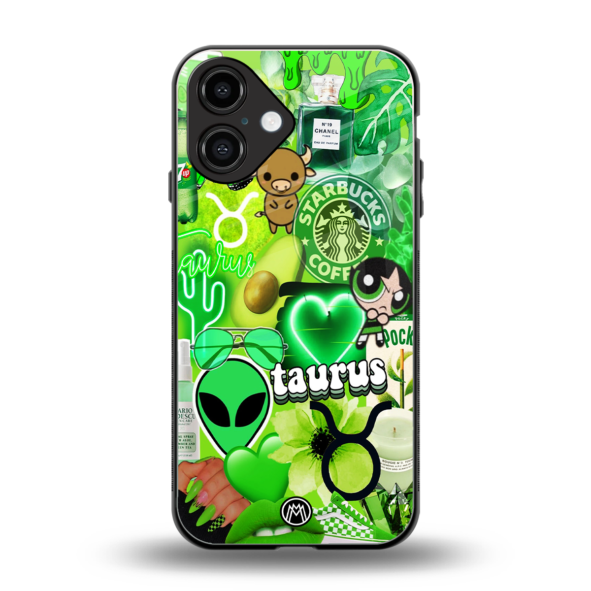 taurus aesthetic collage back phone cover | glass case for iphone 16