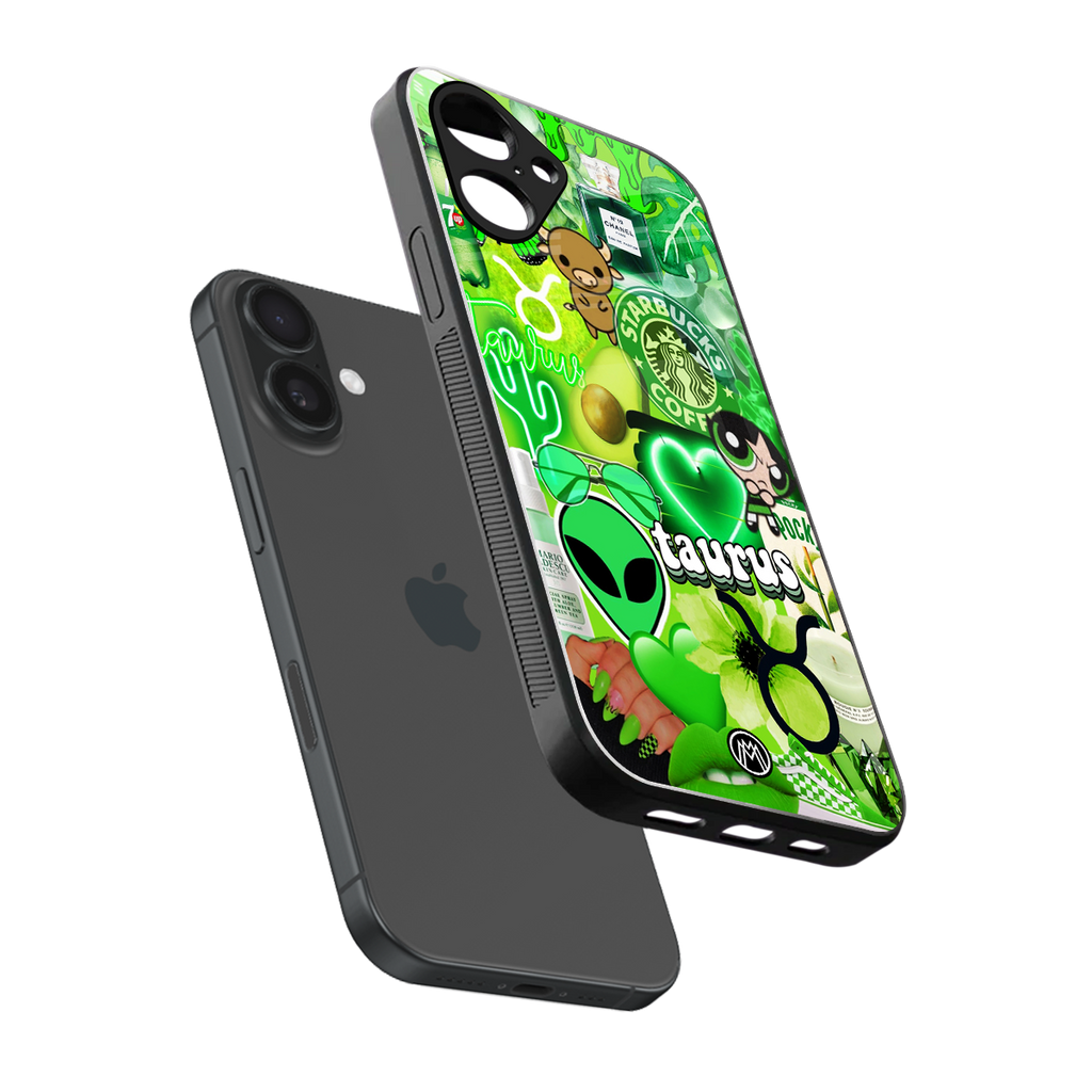 taurus aesthetic collage back phone cover | glass case for iphone 16