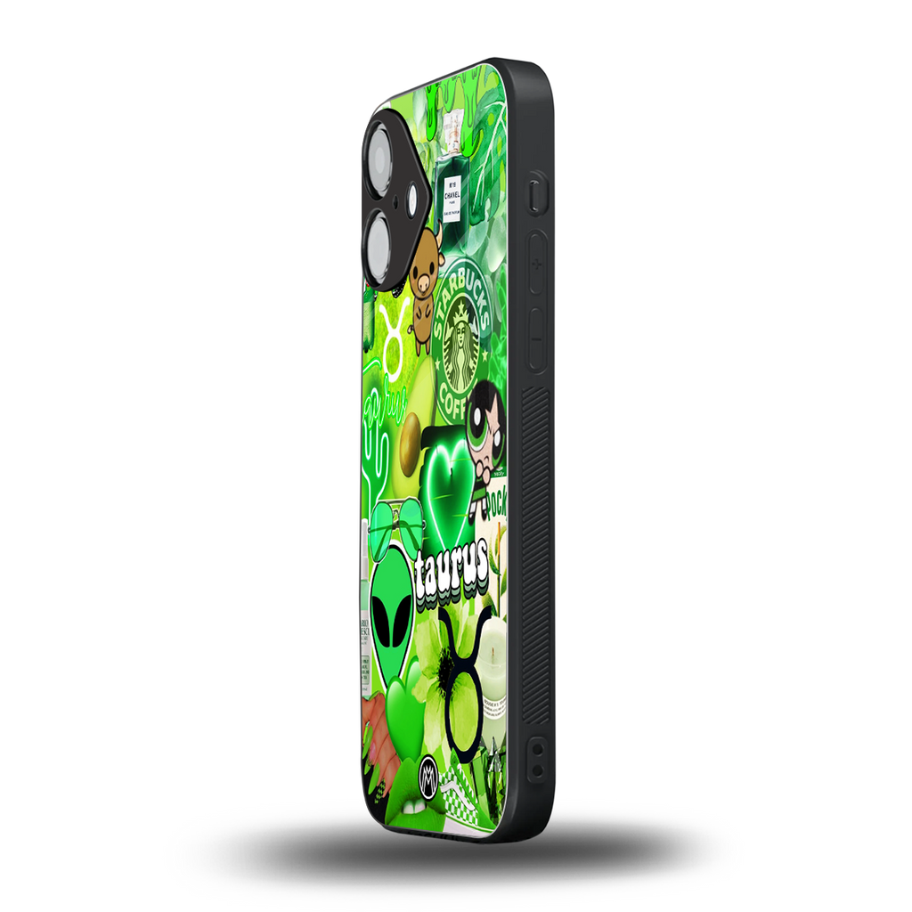 taurus aesthetic collage back phone cover | glass case for iphone 16