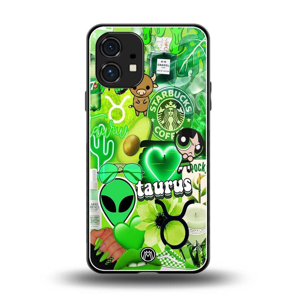 taurus aesthetic collage back phone cover | glass case for nothing phone 1