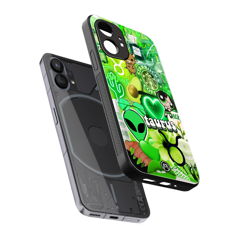taurus aesthetic collage back phone cover | glass case for nothing phone 1