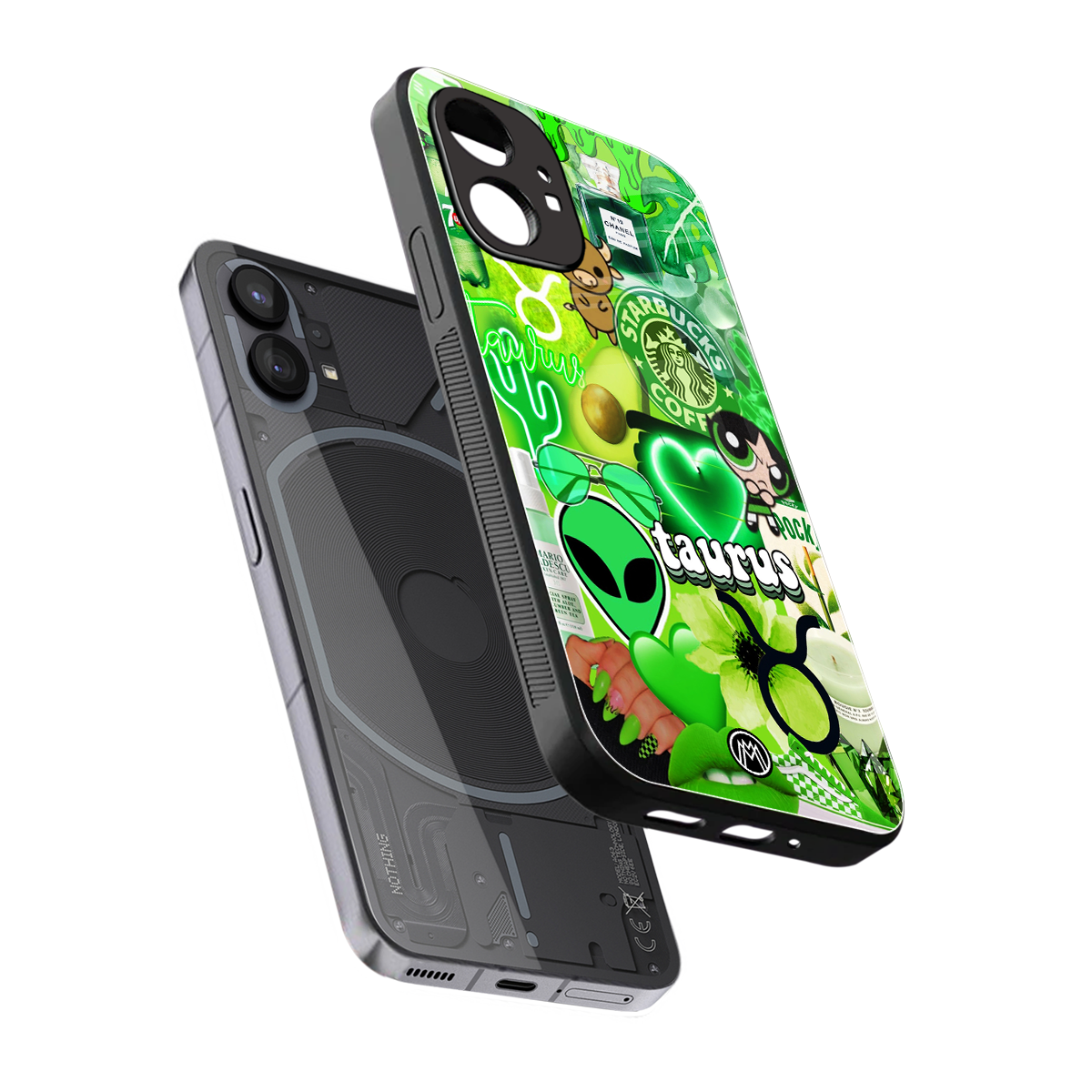 taurus aesthetic collage back phone cover | glass case for nothing phone 1