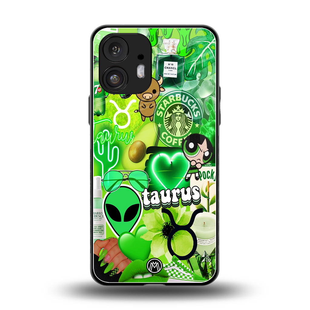 taurus aesthetic collage back phone cover | glass case for nothing phone 2
