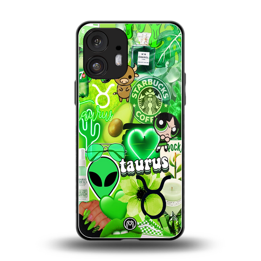 taurus aesthetic collage back phone cover | glass case for nothing phone 2