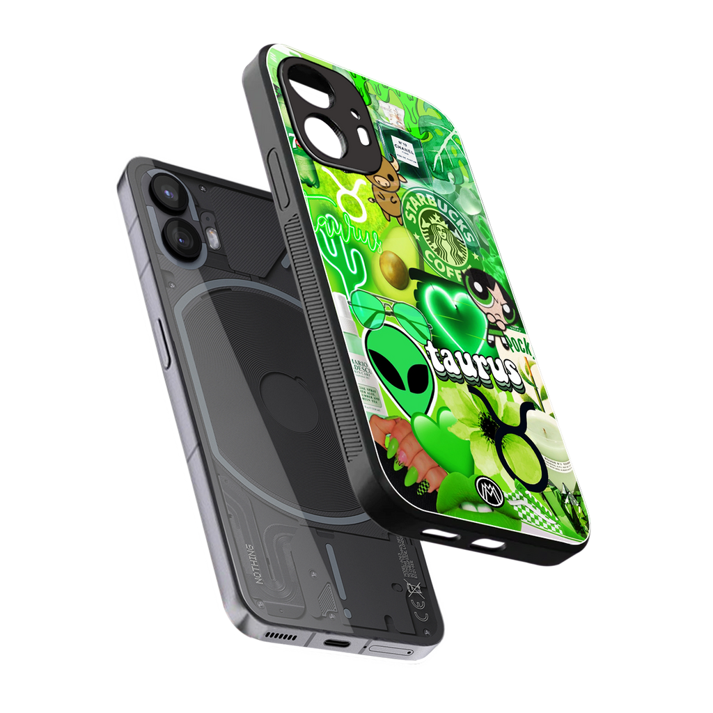 taurus aesthetic collage back phone cover | glass case for nothing phone 2