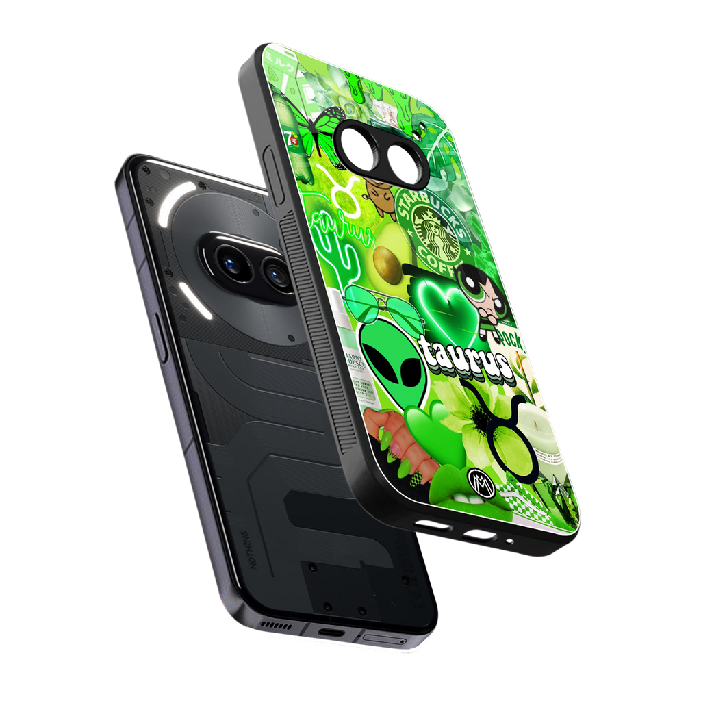 taurus aesthetic collage back phone cover | glass case for nothing phone 2a