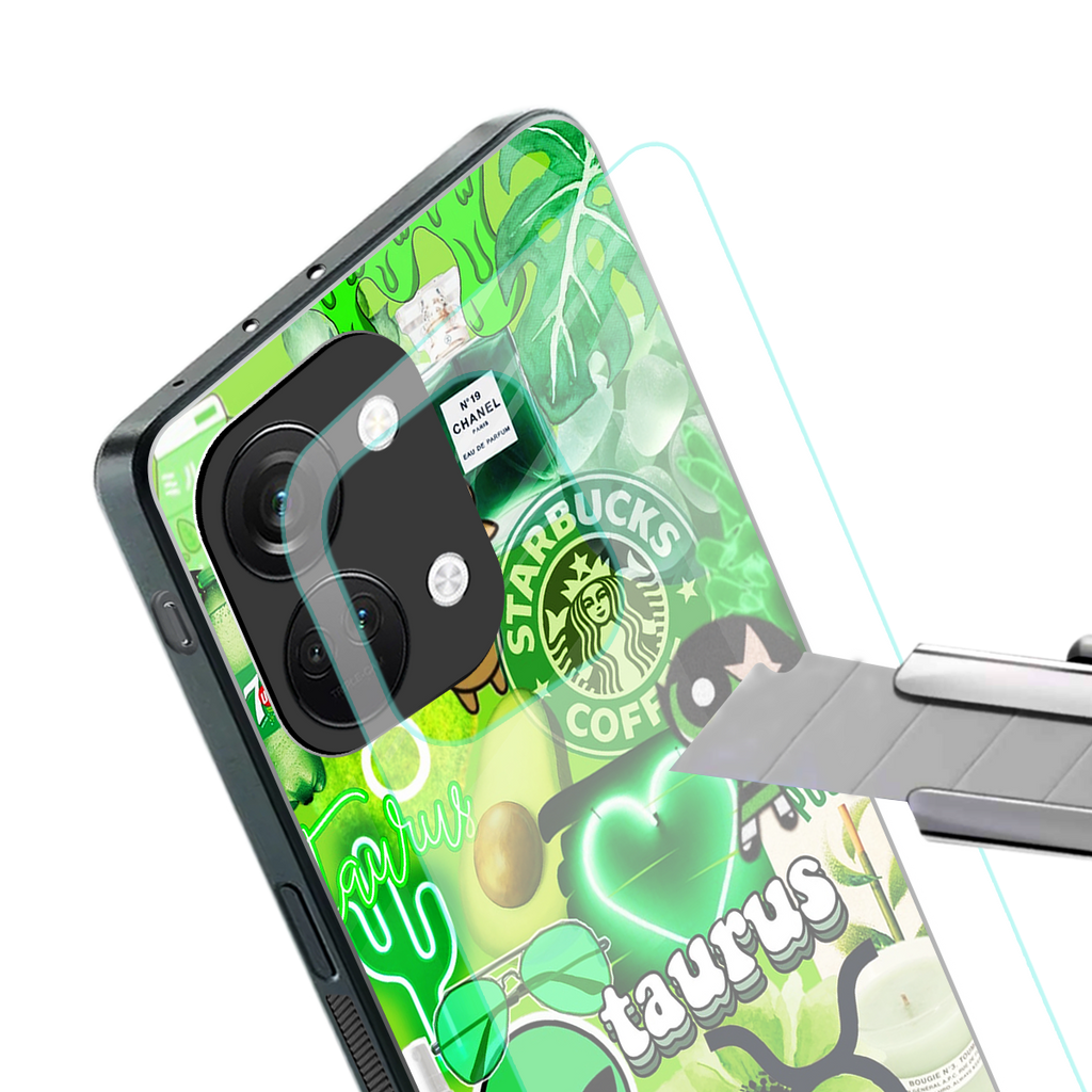 taurus aesthetic collage back phone cover | glass case for oneplus nord 3