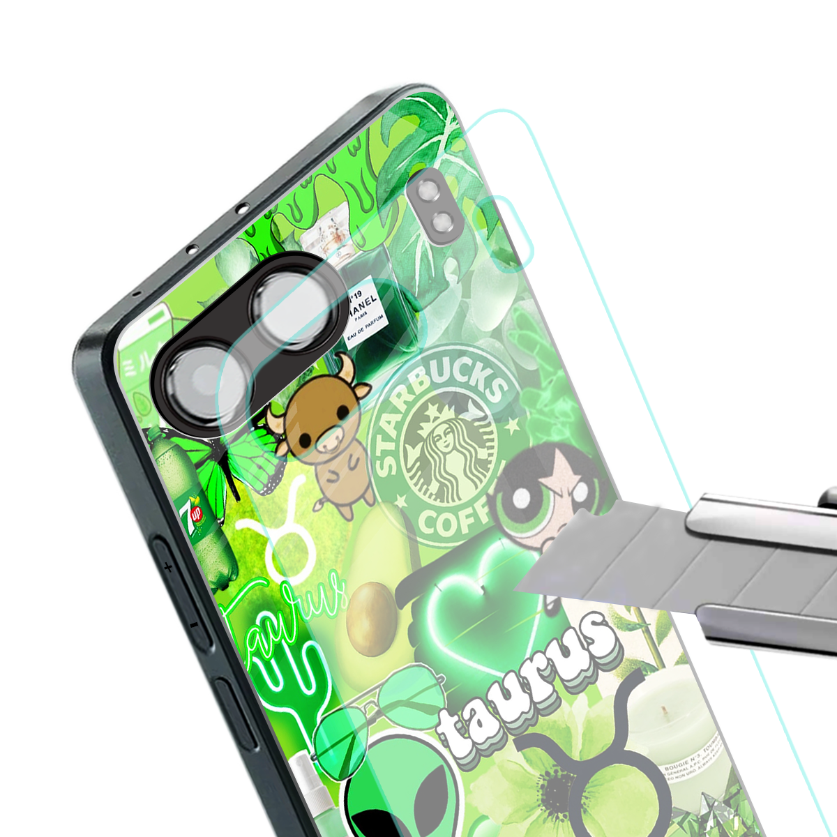 taurus aesthetic collage back phone cover | glass case for oneplus nord 4