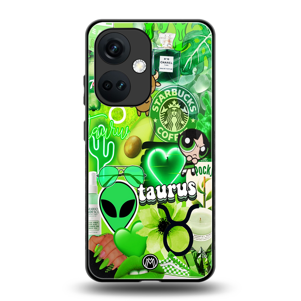 taurus aesthetic collage back phone cover | glass case for oneplus nord ce 3