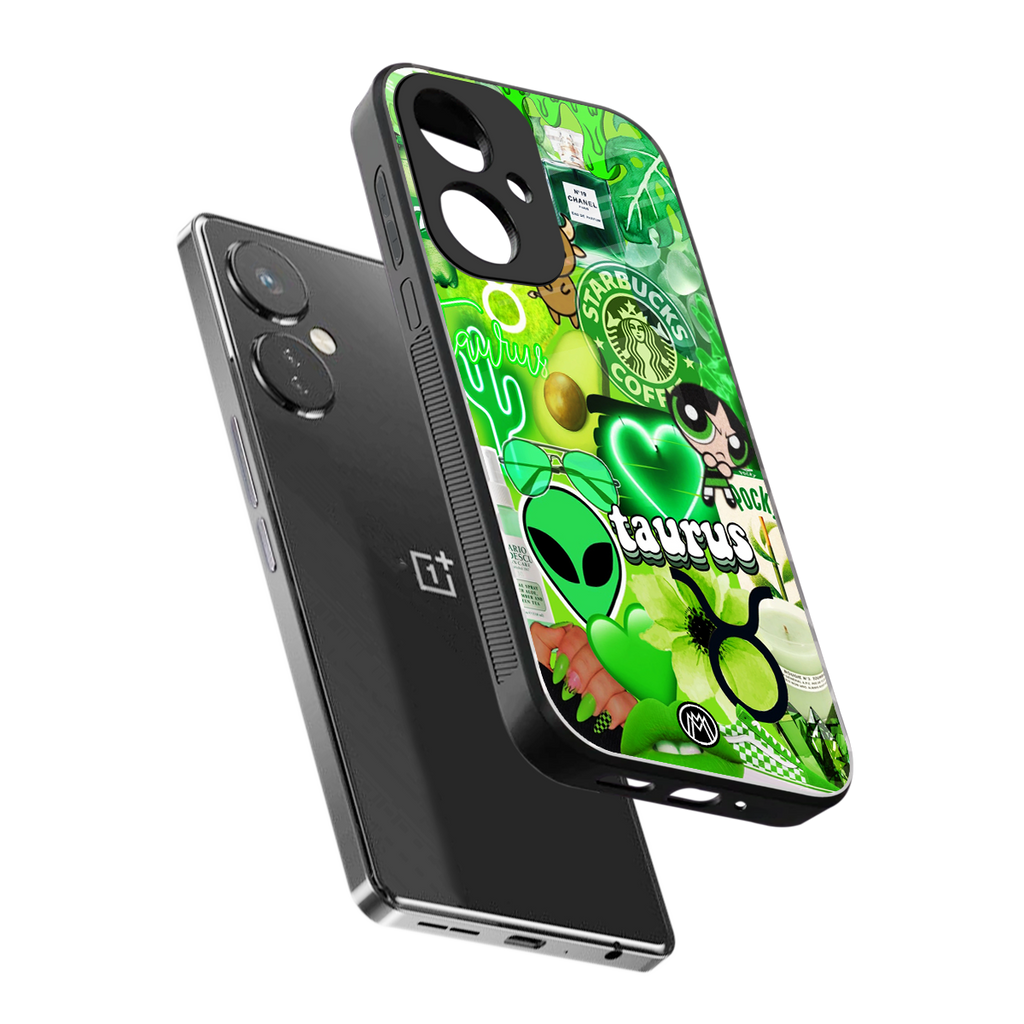 taurus aesthetic collage back phone cover | glass case for oneplus nord ce 3