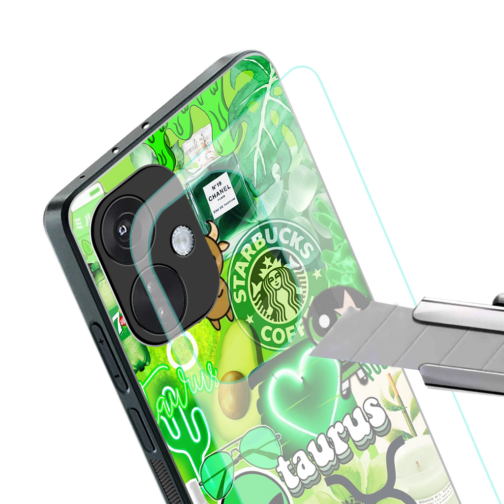 taurus aesthetic collage back phone cover | glass case for oneplus nord ce 3