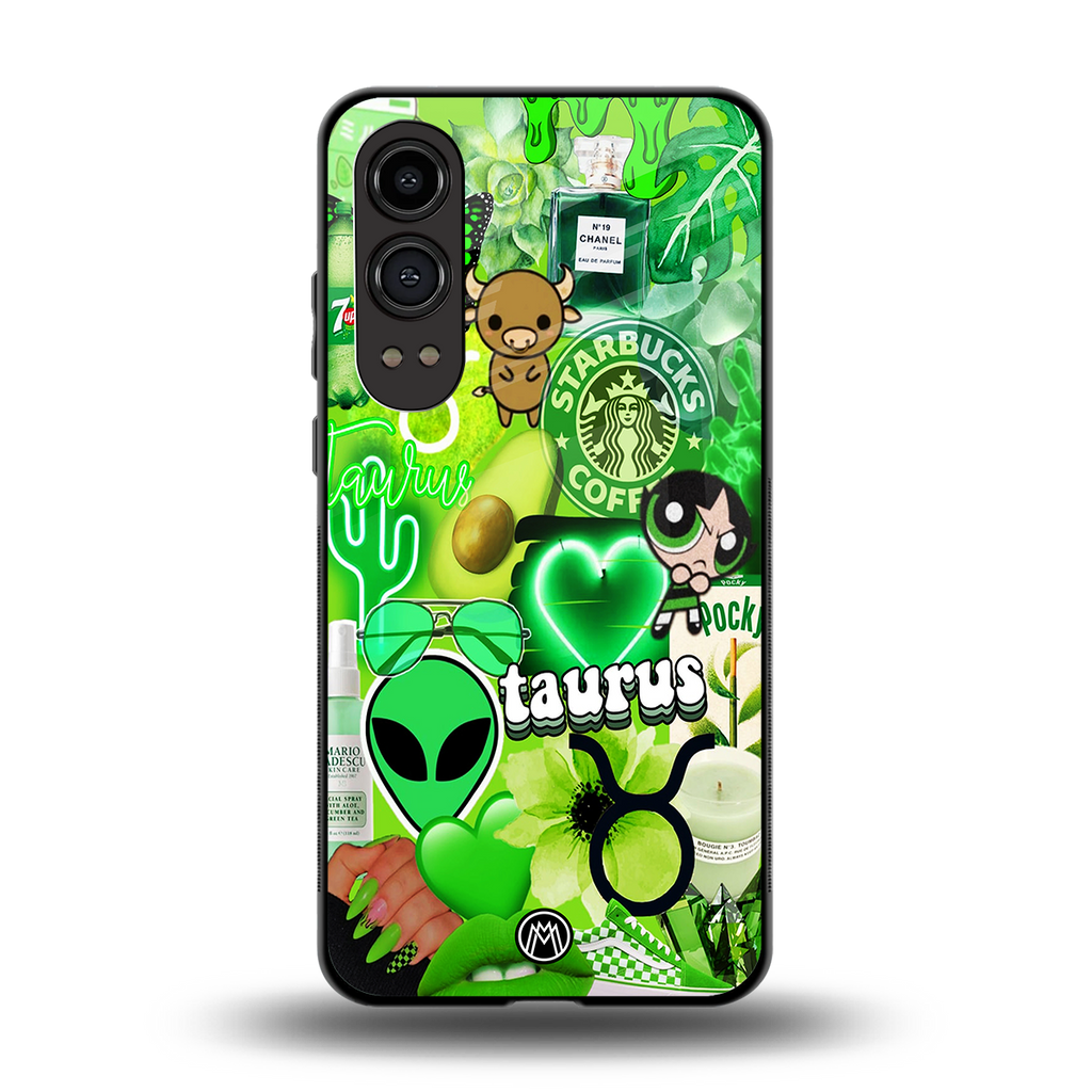 taurus aesthetic collage back phone cover | glass case for oneplus nord ce 4 lite
