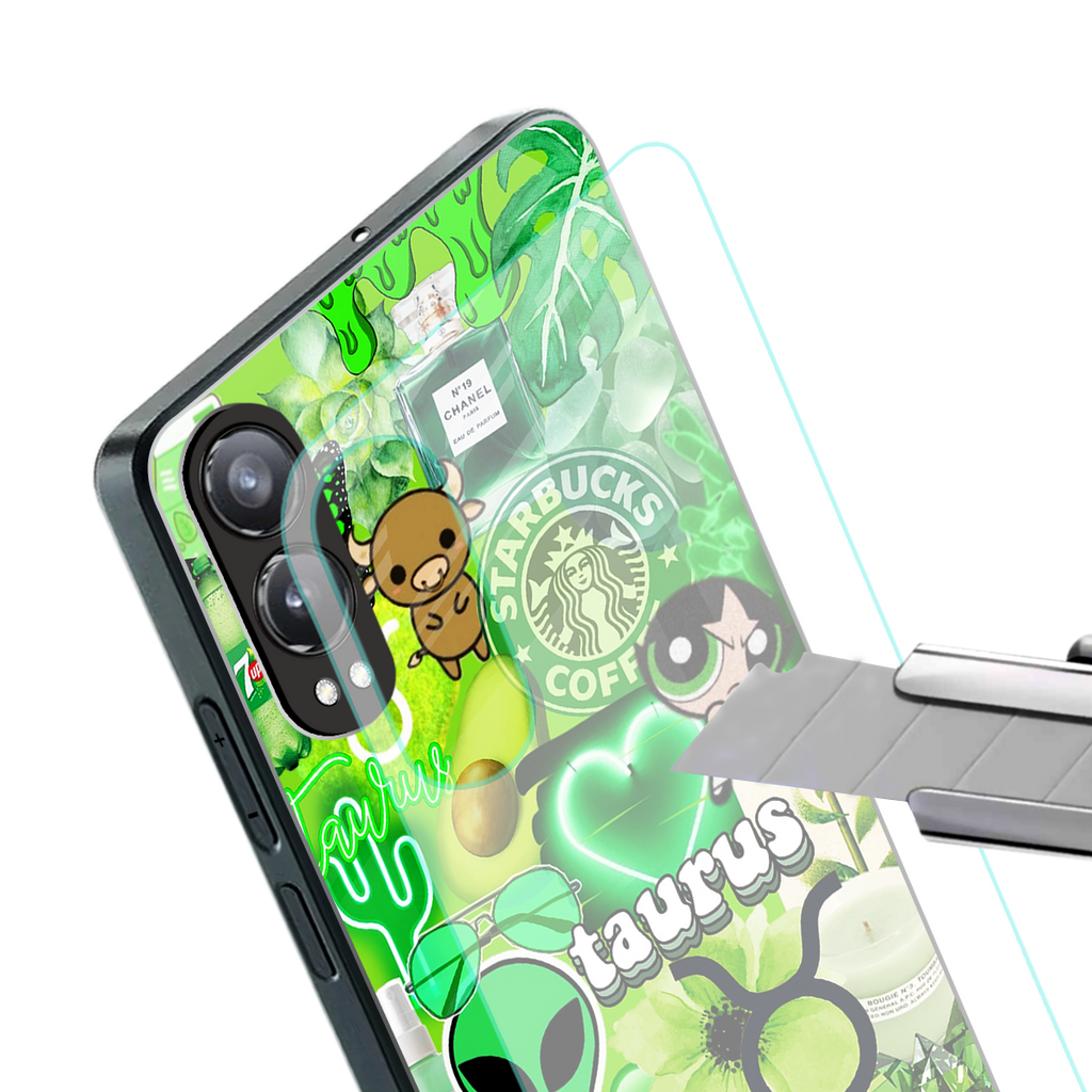 taurus aesthetic collage back phone cover | glass case for oneplus nord ce 4 lite