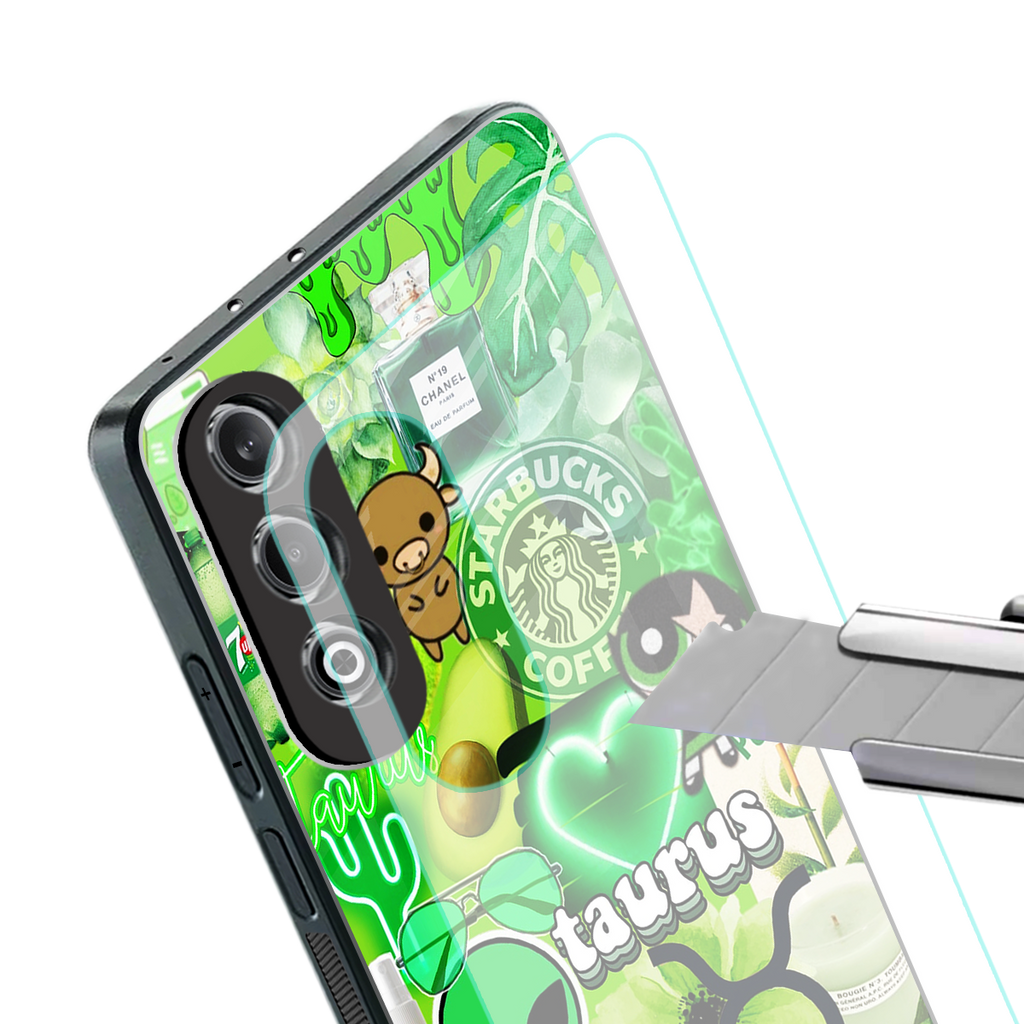taurus aesthetic collage back phone cover | glass case for oneplus nord ce 4