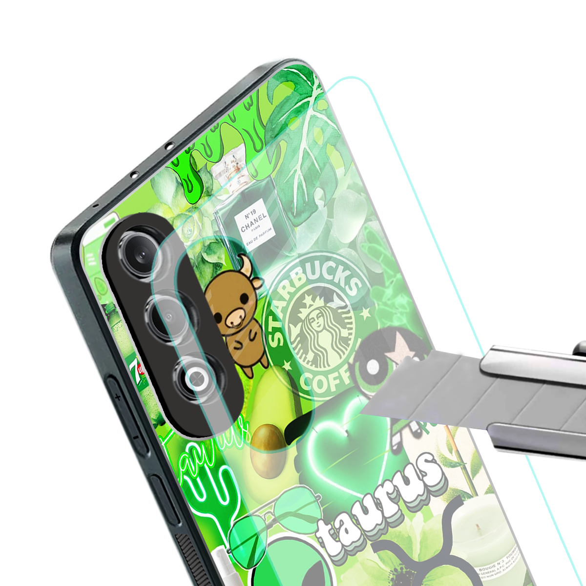 taurus aesthetic collage back phone cover | glass case for oneplus nord ce 4