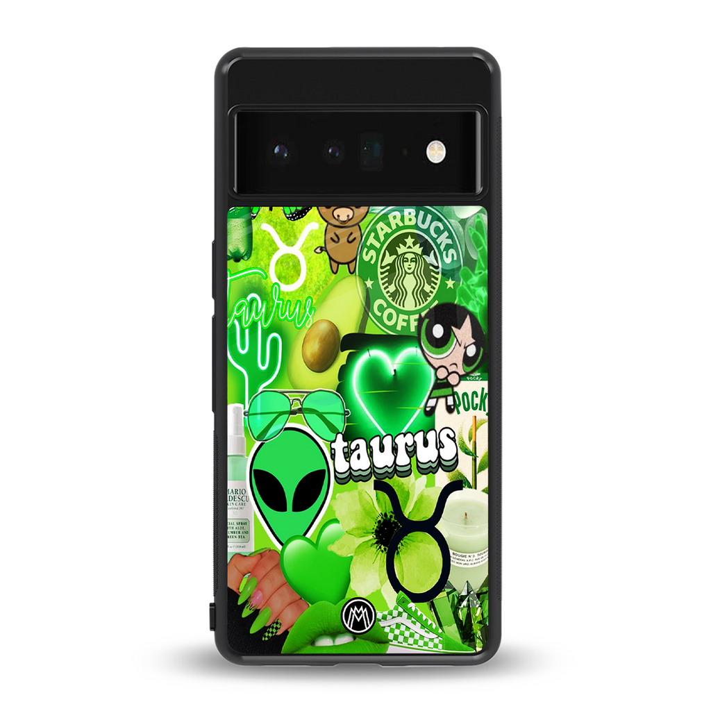 taurus aesthetic collage back phone cover | glass case for google pixel 6 pro
