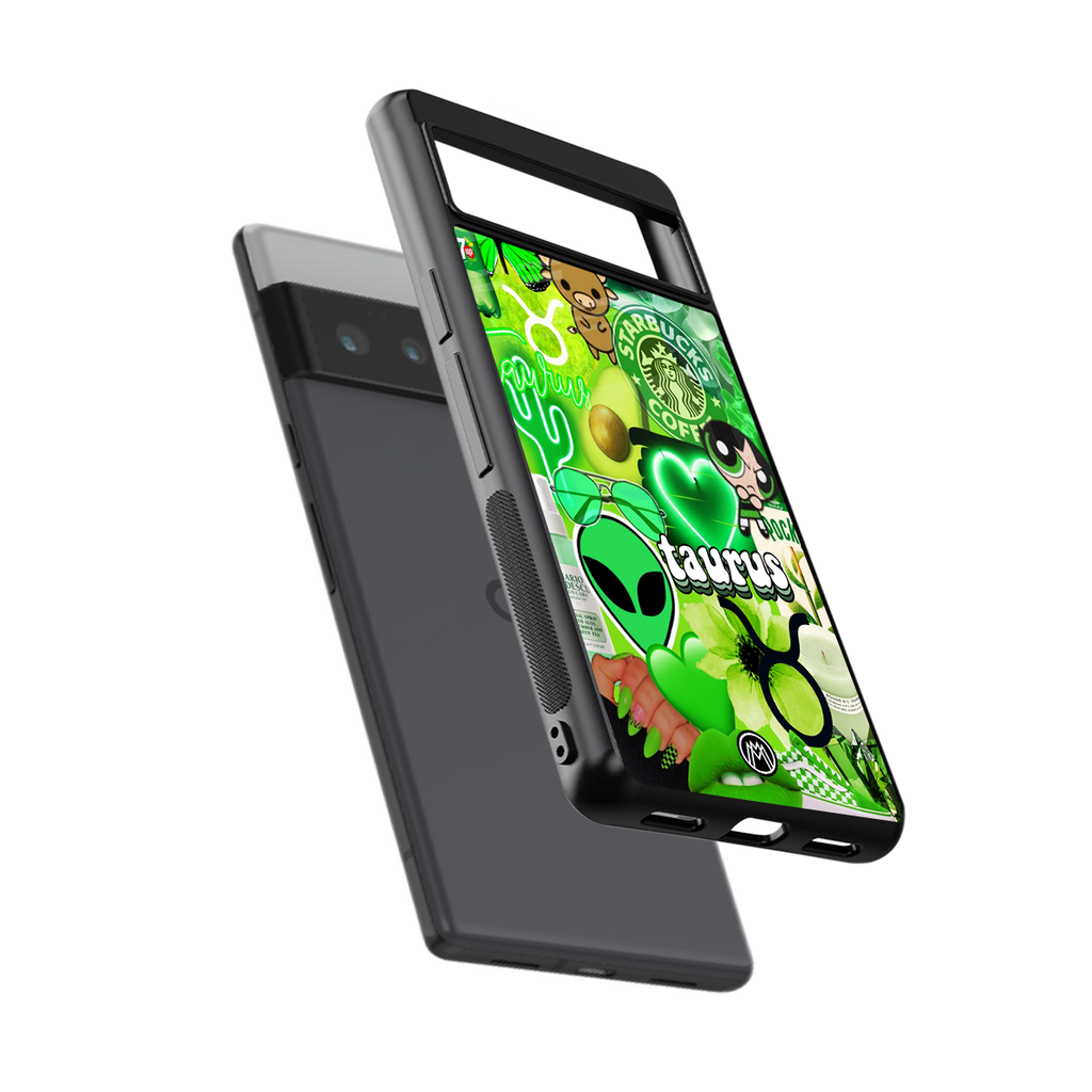 taurus aesthetic collage back phone cover | glass case for google pixel 6 pro