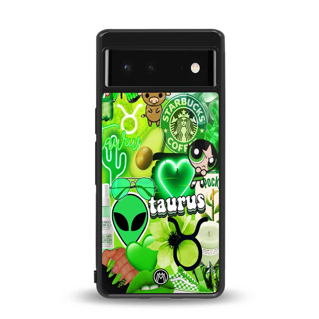 taurus aesthetic collage back phone cover | glass case for Google Pixel 6A