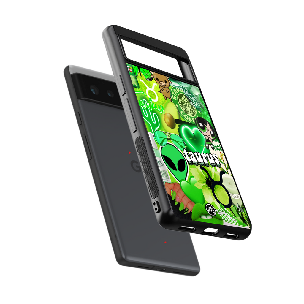 taurus aesthetic collage back phone cover | glass case for google pixel 6