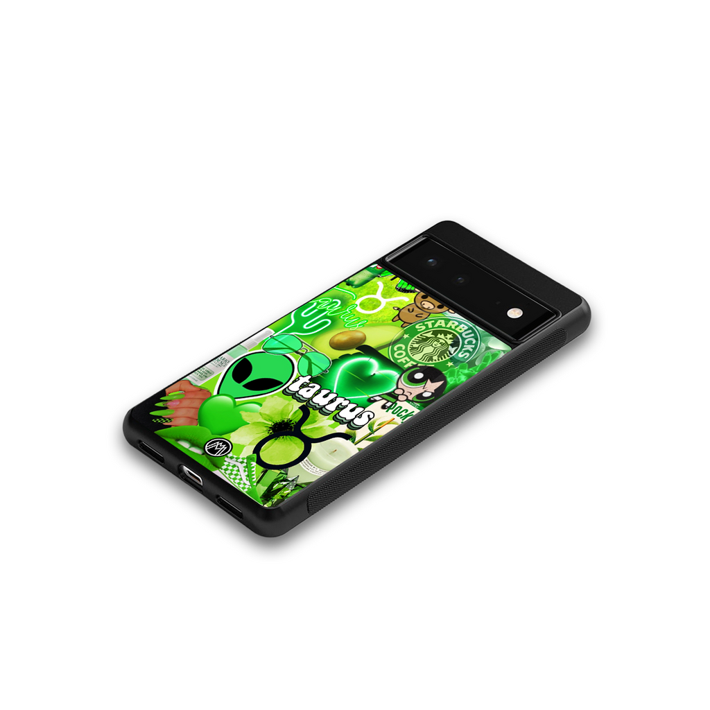 taurus aesthetic collage back phone cover | glass case for google pixel 6
