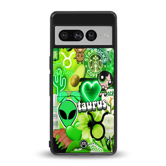taurus aesthetic collage back phone cover | glass case for google pixel 7 pro