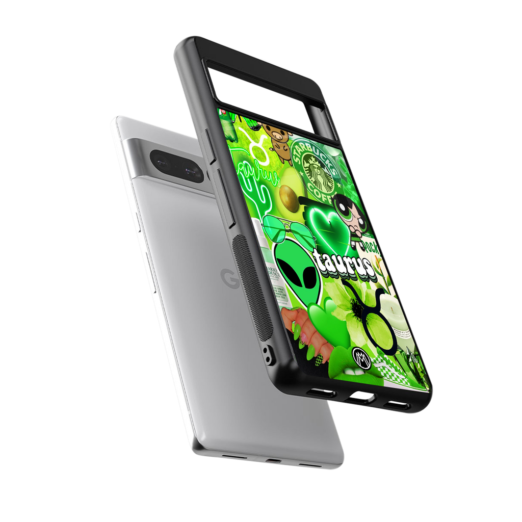 taurus aesthetic collage back phone cover | glass case for google pixel 7 pro