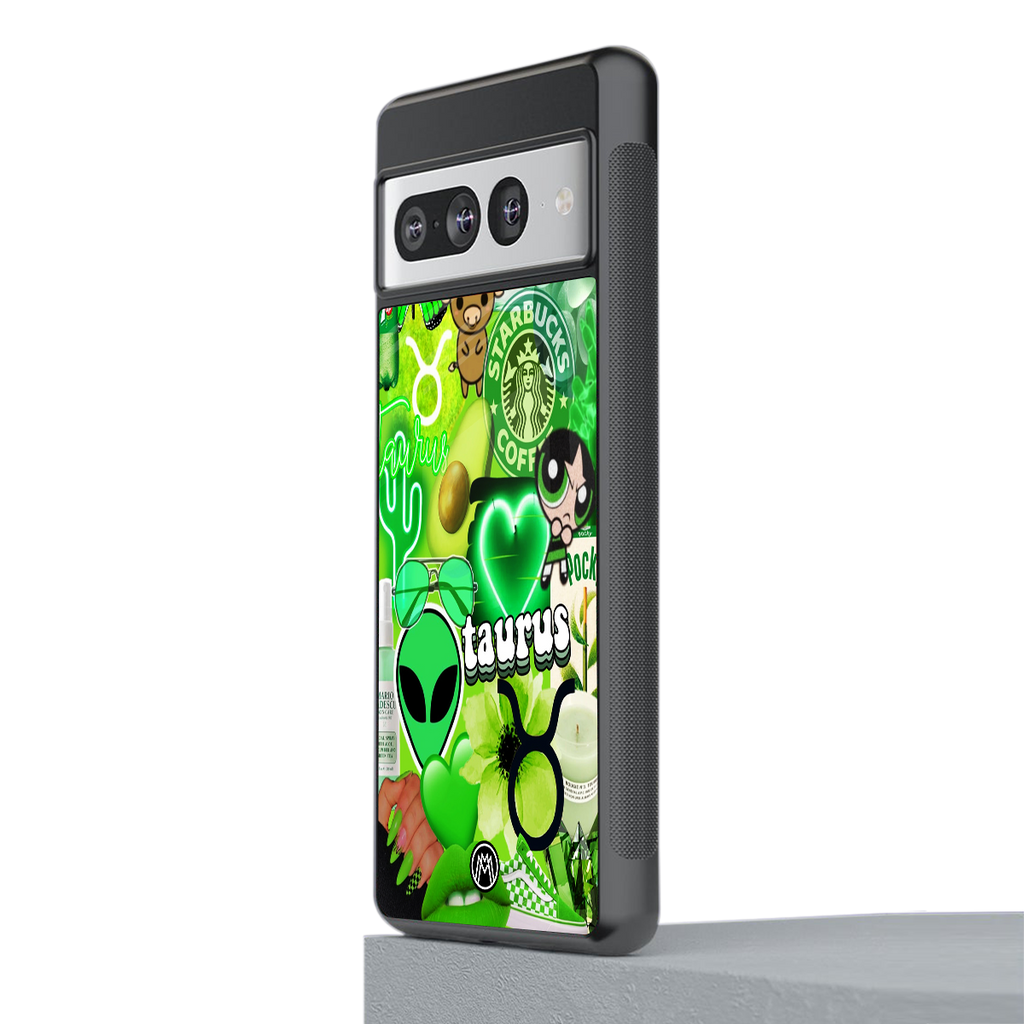 taurus aesthetic collage back phone cover | glass case for google pixel 7 pro