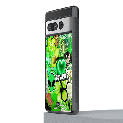 taurus aesthetic collage back phone cover | glass case for google pixel 7 pro