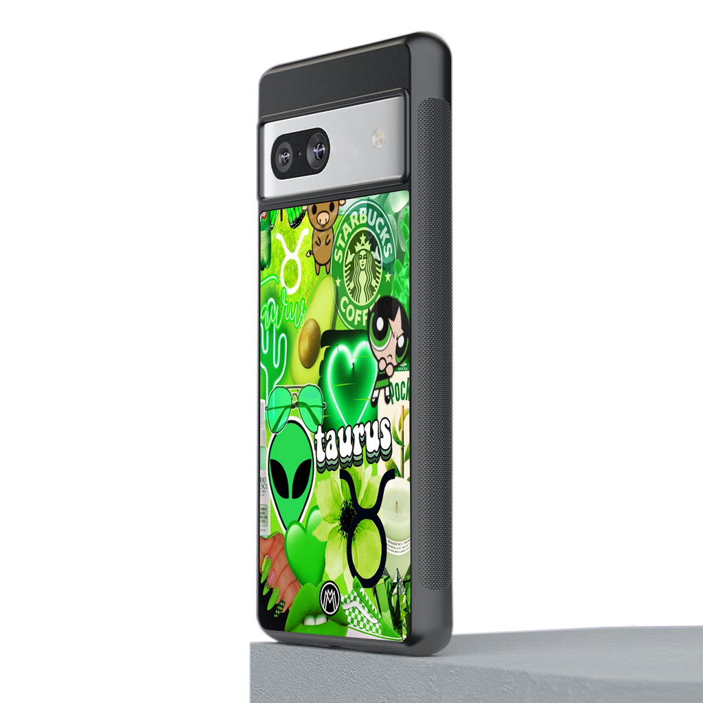 taurus aesthetic collage back phone cover | glass case for Google Pixel 7