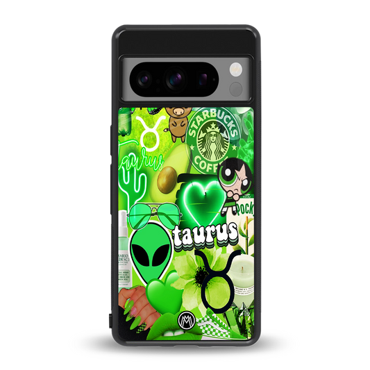 taurus aesthetic collage back phone cover | glass case for google pixel 8 pro