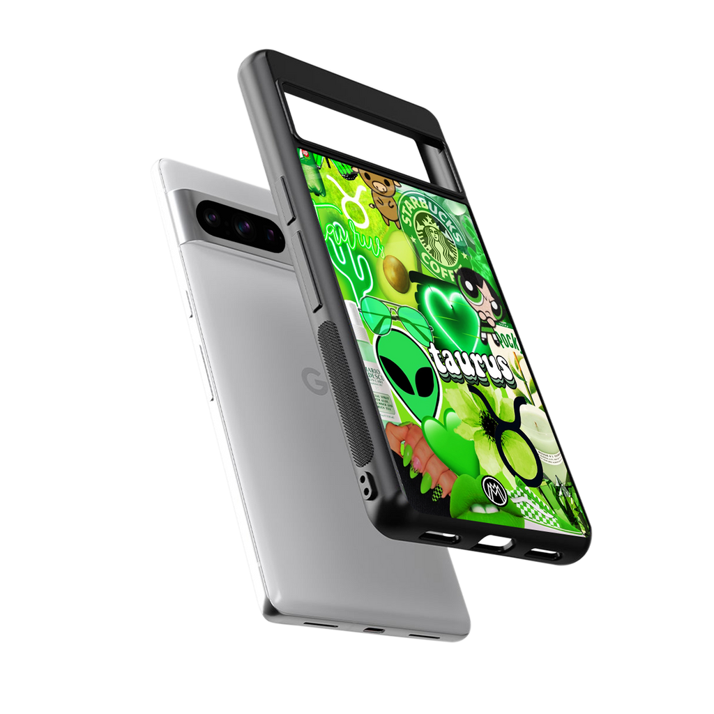 taurus aesthetic collage back phone cover | glass case for google pixel 8 pro