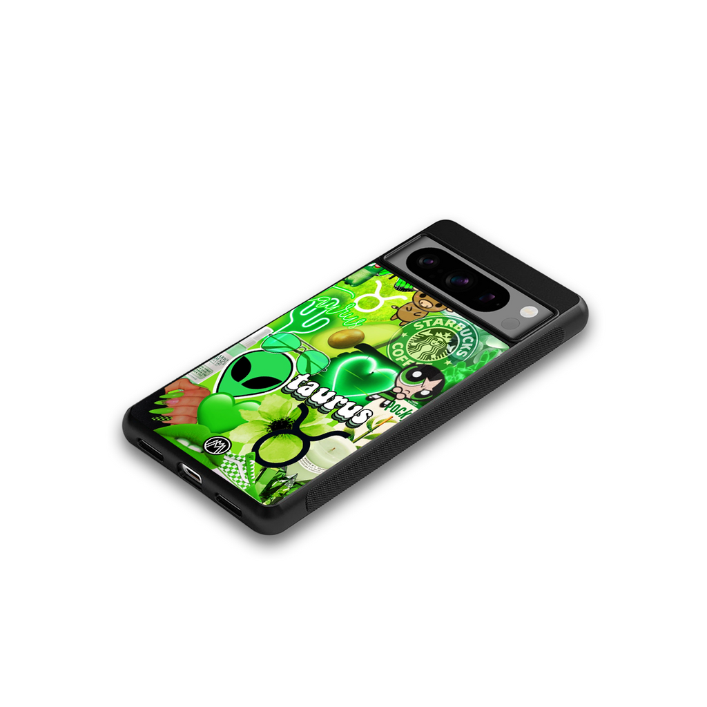 taurus aesthetic collage back phone cover | glass case for google pixel 8 pro