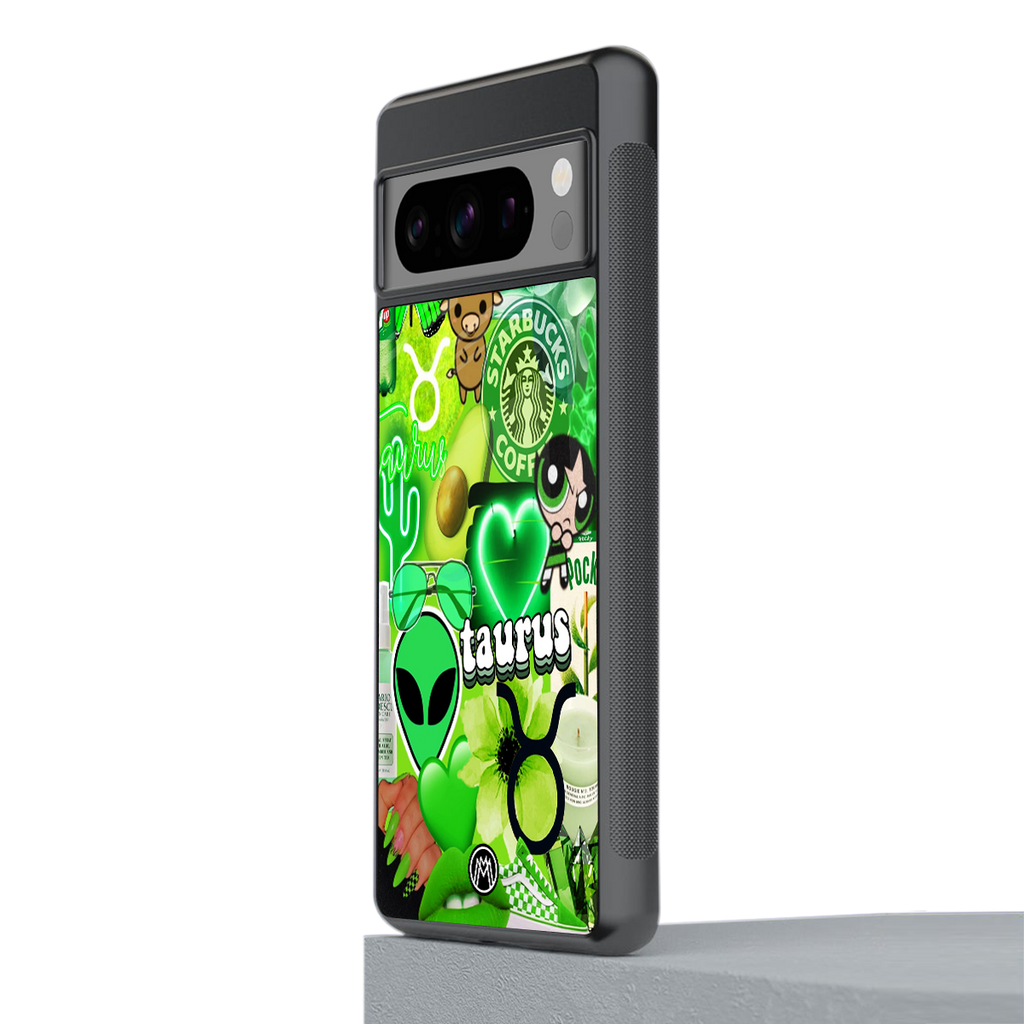 taurus aesthetic collage back phone cover | glass case for google pixel 8 pro