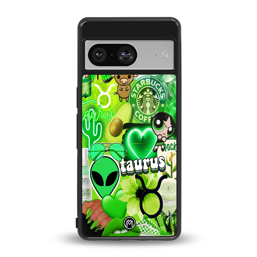 taurus aesthetic collage back phone cover | glass case for Google Pixel 8