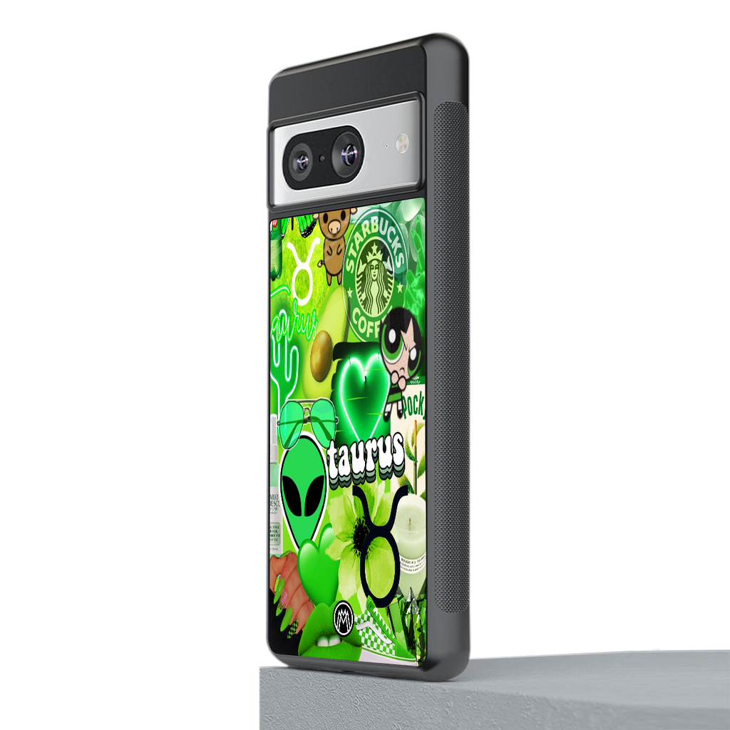 taurus aesthetic collage back phone cover | glass case for Google Pixel 8