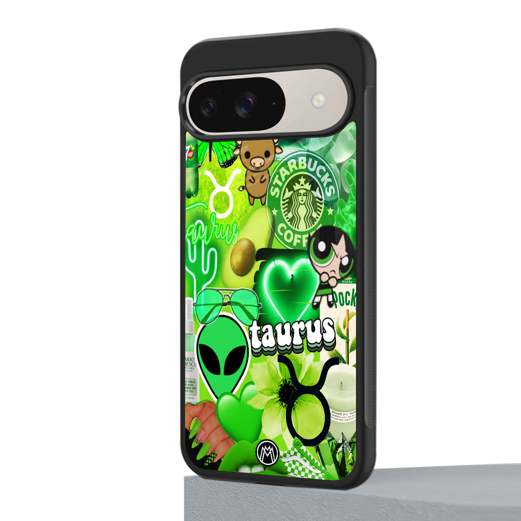 taurus aesthetic collage back phone cover | glass case for google pixel 9