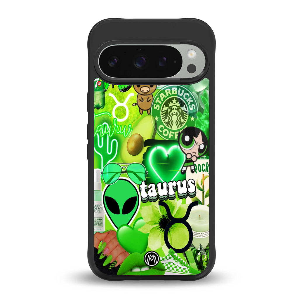 taurus aesthetic collage back phone cover | glass case for google pixel 9 pro