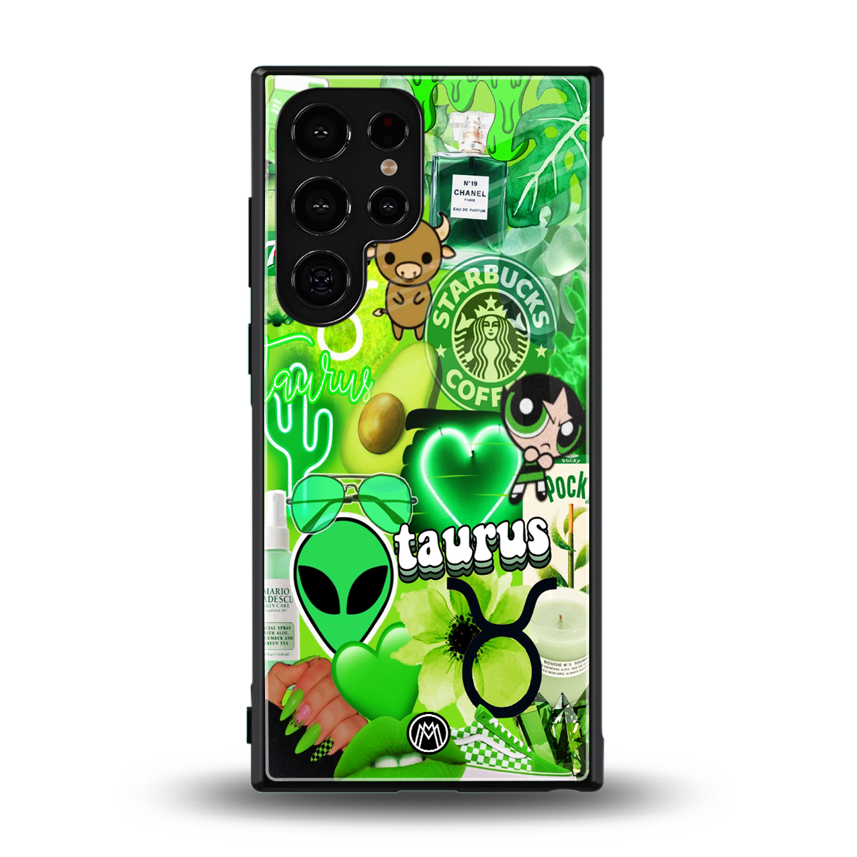 taurus aesthetic collage back phone cover | glass case for samsung galaxy s24 ultra